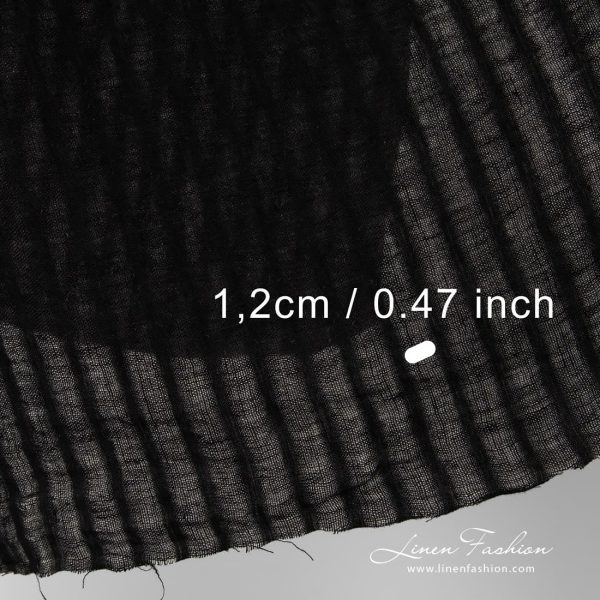 100% linen fabric in black colour.