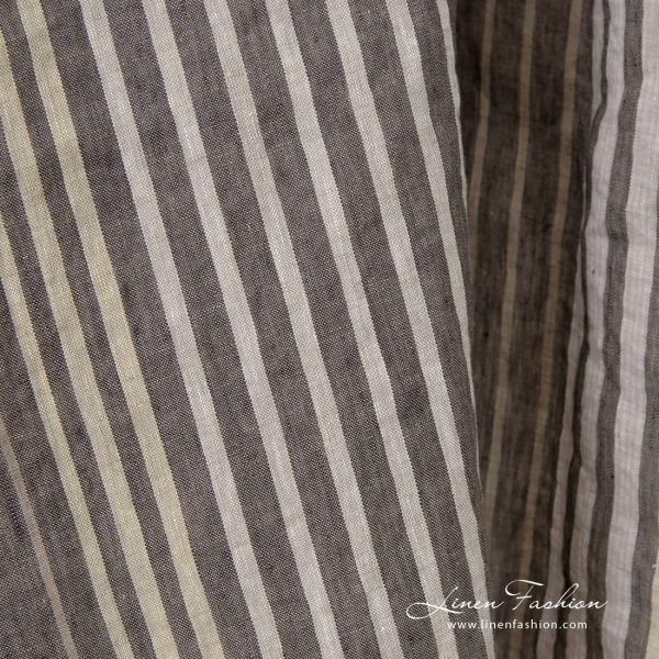 Multicolored linen fabric with stripes, washed fabric
