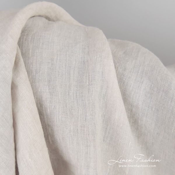Light brown linen fabric, plain weave pattern