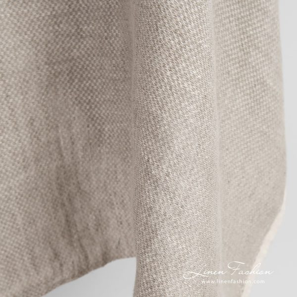 Beige linen fabric, patterned, specially washed