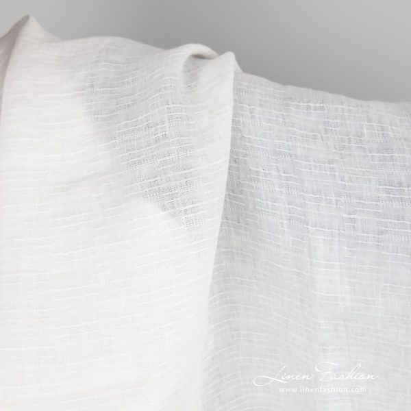 White linen fabric in horizontal stripes