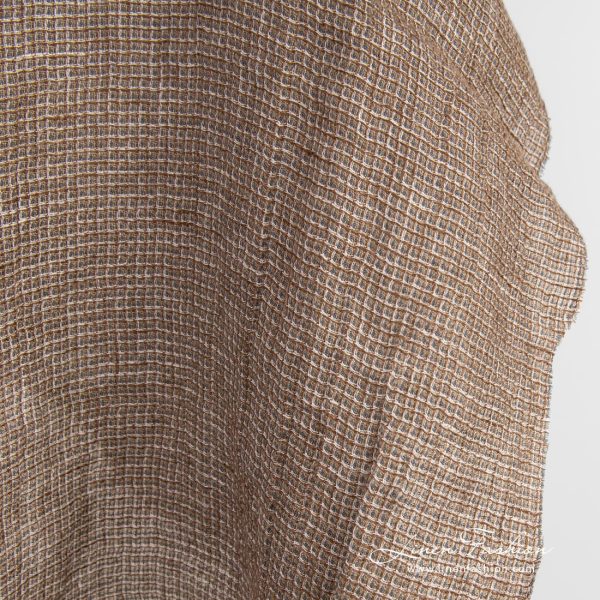 Linen fabric in several shades of brown color