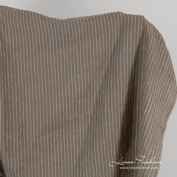 Brown linen fabric in stripes