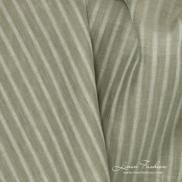 100% linen fabric in green colour.