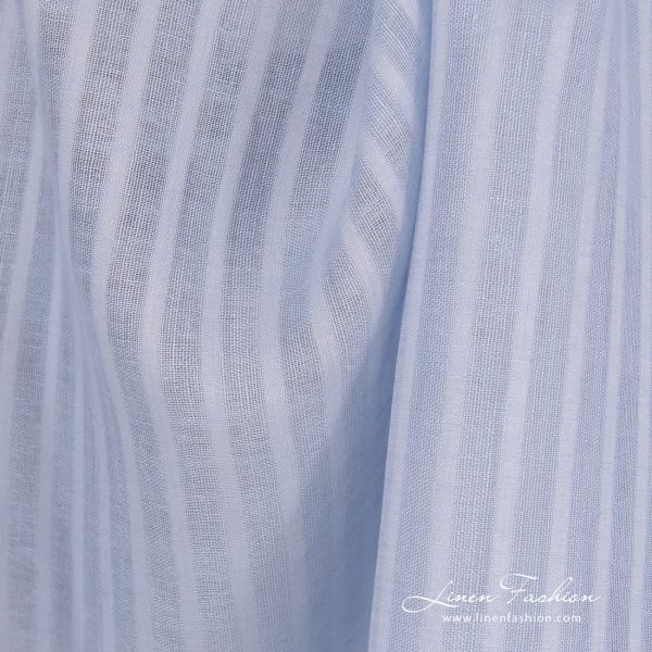 Striped light blue linen fabric.