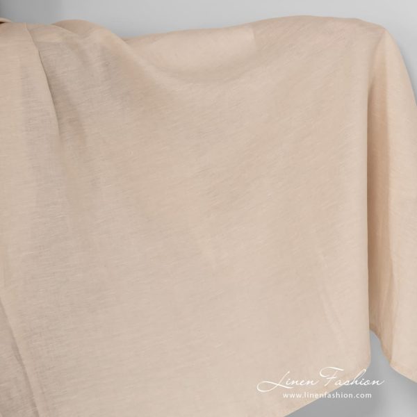 Cream melange linen fabric.
