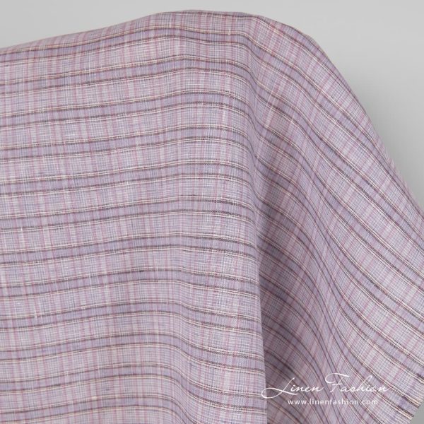 Lavender checked linen fabric.