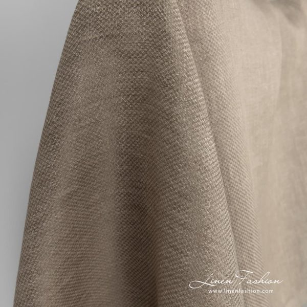 Patterned 100% linen fabric, beige.