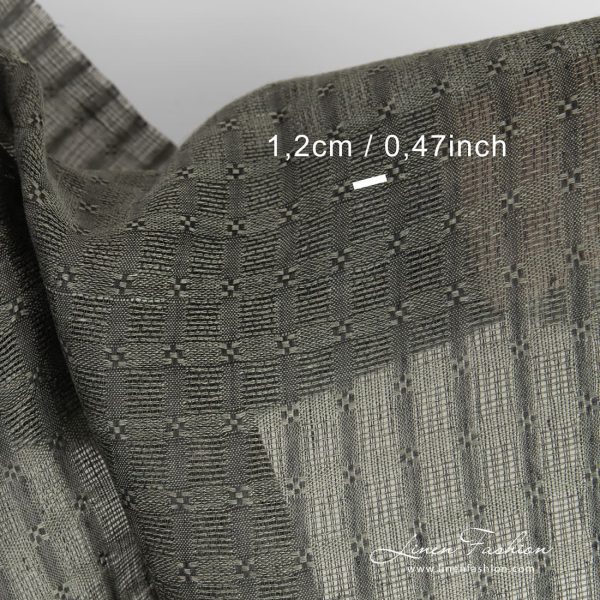 Grey linen fabric in checks