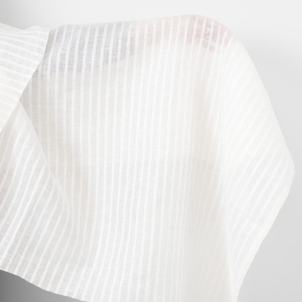 Linen fabric striped off-white