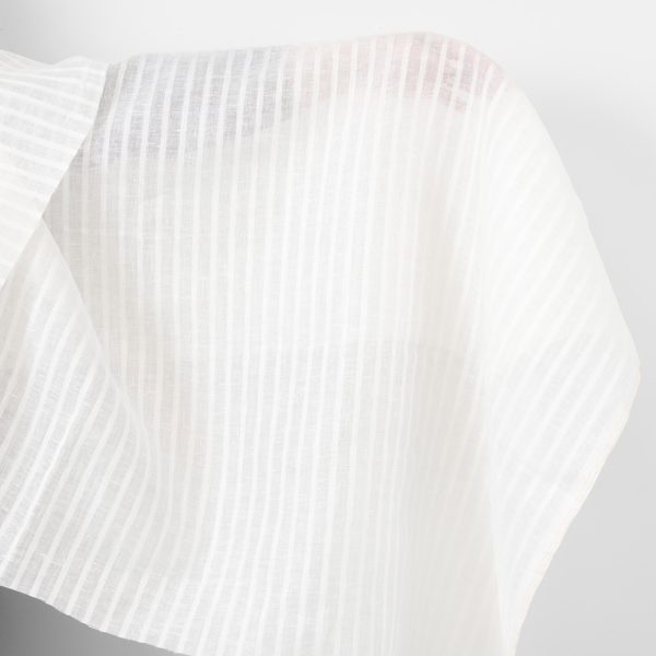 Linen fabric striped off-white