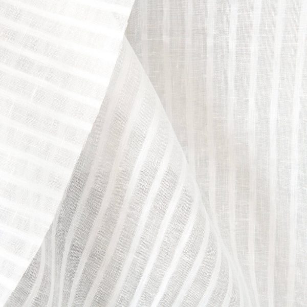 Linen fabric striped off-white, denser and sparser weave