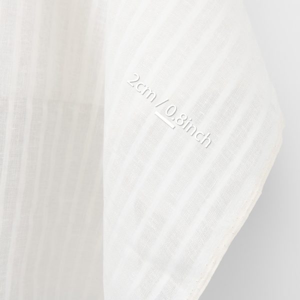 Linen fabric striped off-white, with measurements