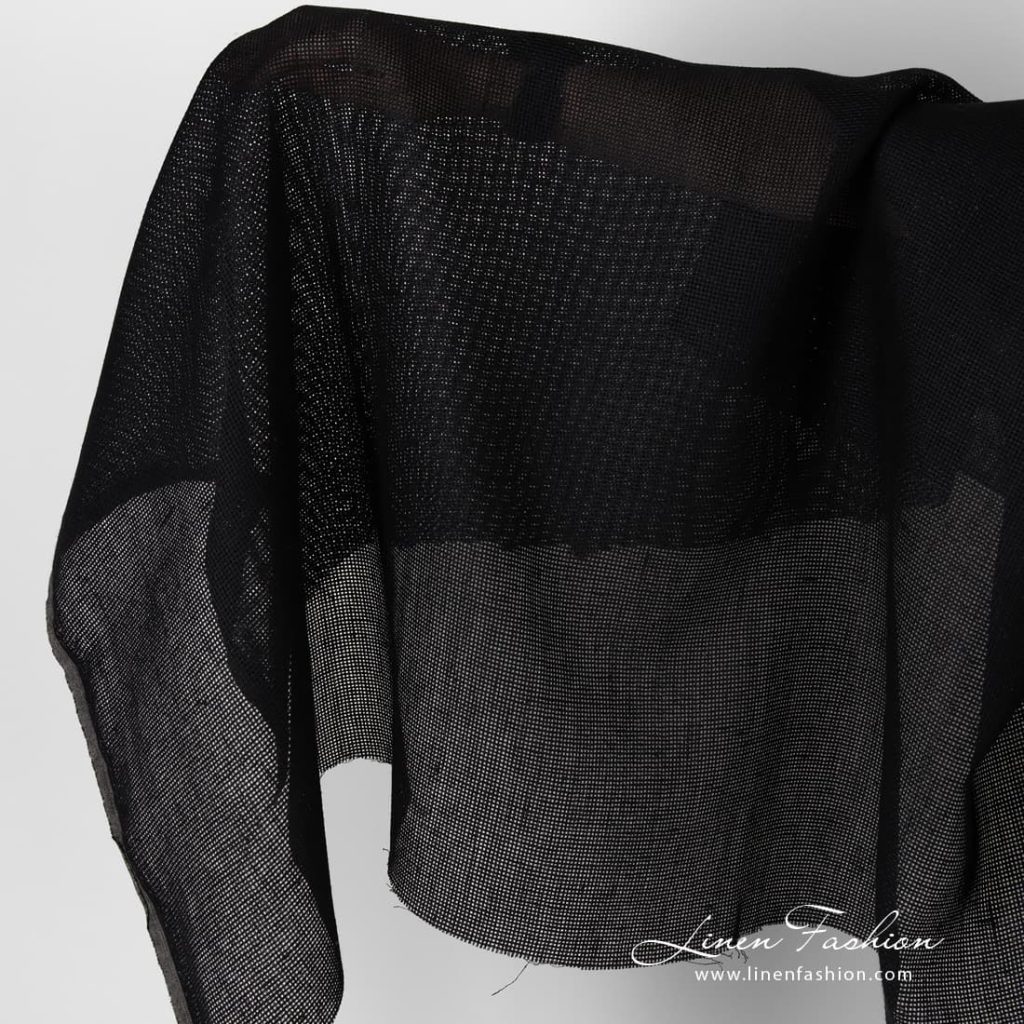 Linen fabric black canvas.