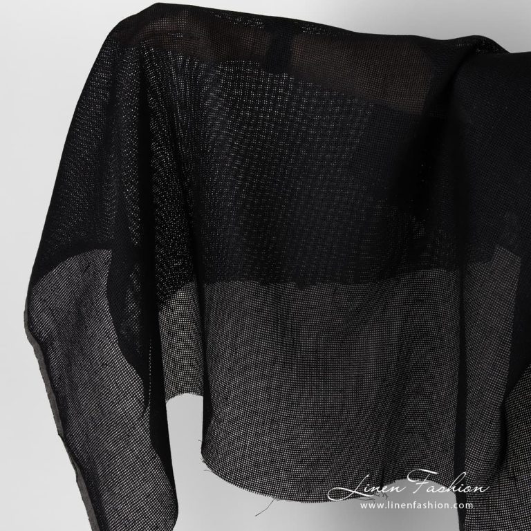 Linen fabric black canvas.