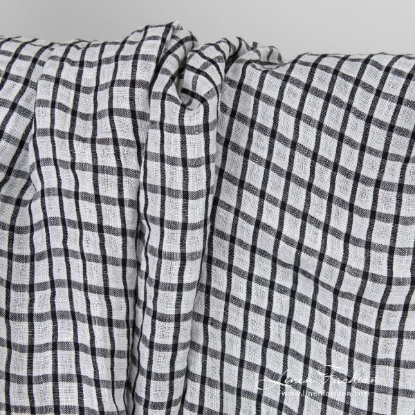 Linen fabric in black and white checks