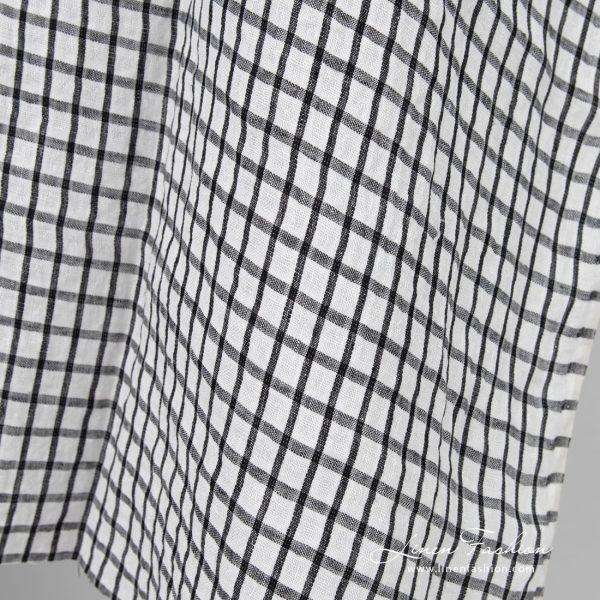 Linen fabric in checks, washed