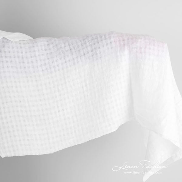 White linen fabric in checks