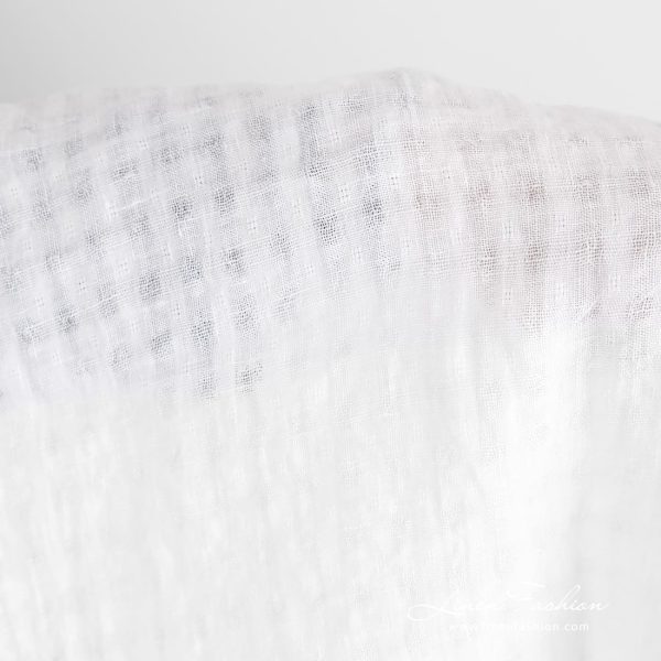 100% linen fabric in optical white color