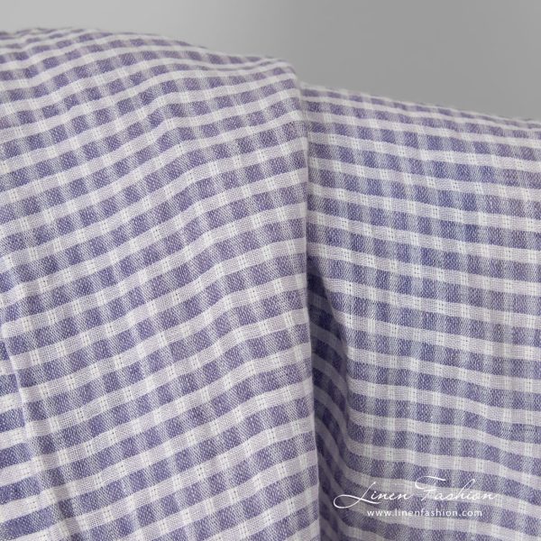 violet linen transparent checks, open weave.