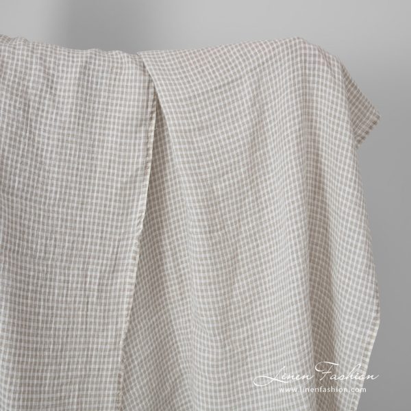 beige checks transparent linen, washed.