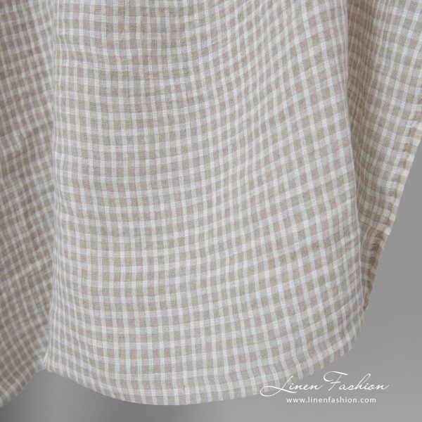 beige checks transparent linen, for curtains.