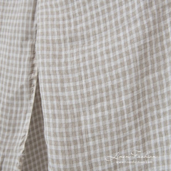 beige checks transparent linen, gauze.