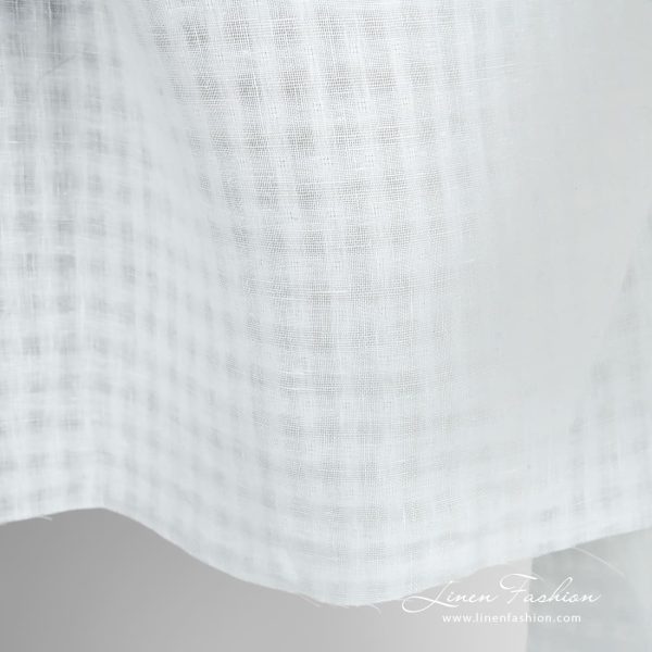 White linen fabric in transparent checks