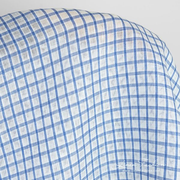 Linen fabric in white and blue checks