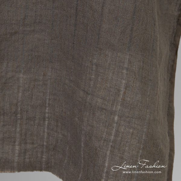 Striped greyish brown linen fabric, origin Lithuania
