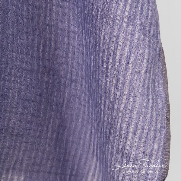 Violet openweave linen fabric in transparent checks