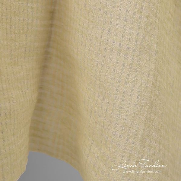Checked yellow linen fabric