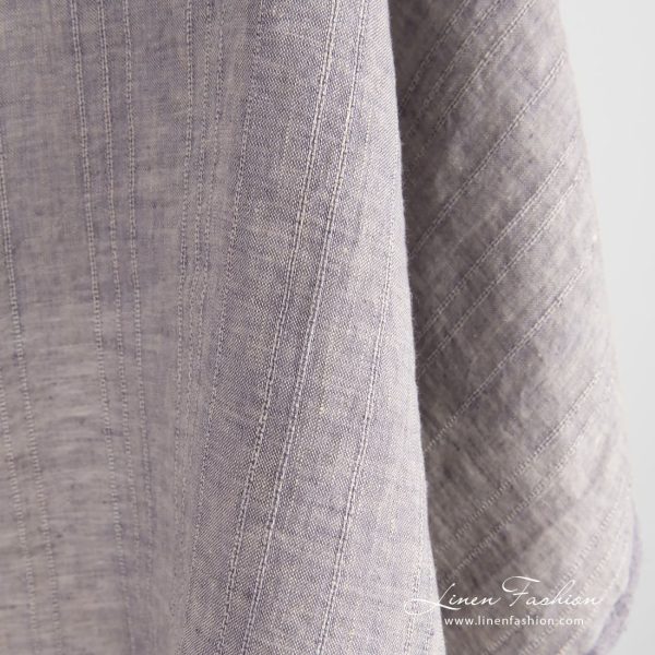 Linen fabric with vertical stripes and melange colors