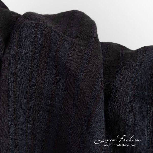 Linen fabric in vertical openweave stripes
