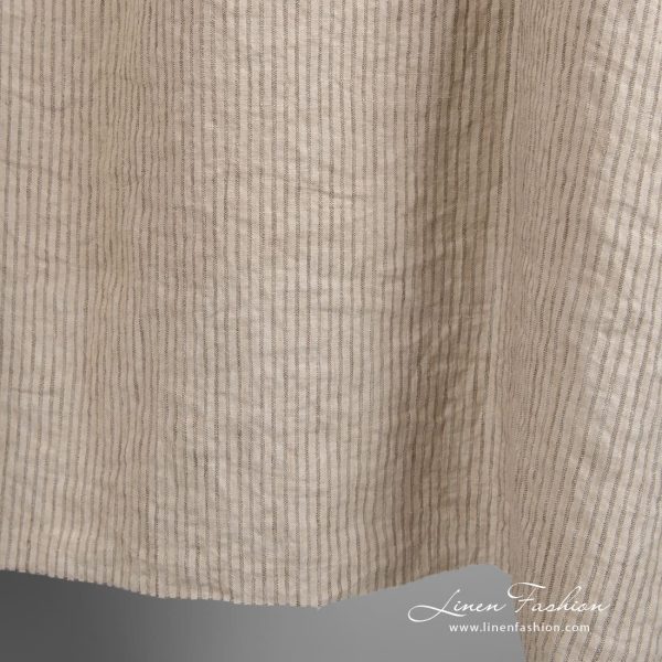 Linen fabric in light cocoa color, with vertical stripes