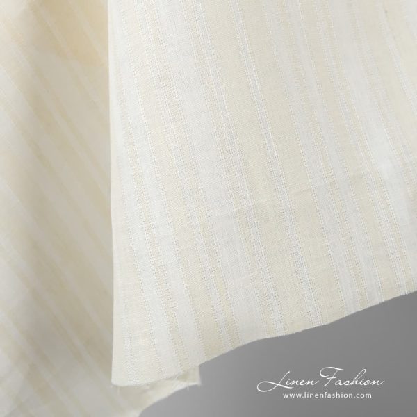 Striped 100% linen fabric in ecru color.