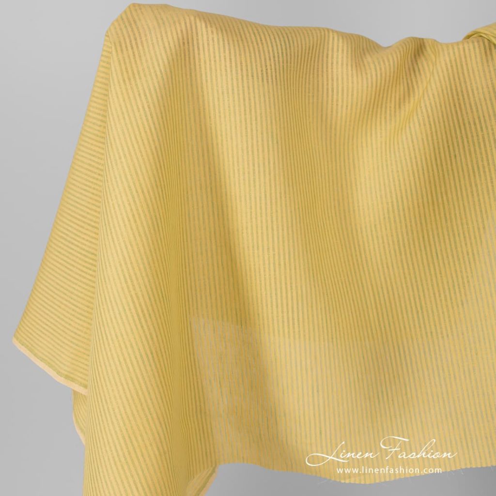 Linen fabric in yellow and light green stripes.