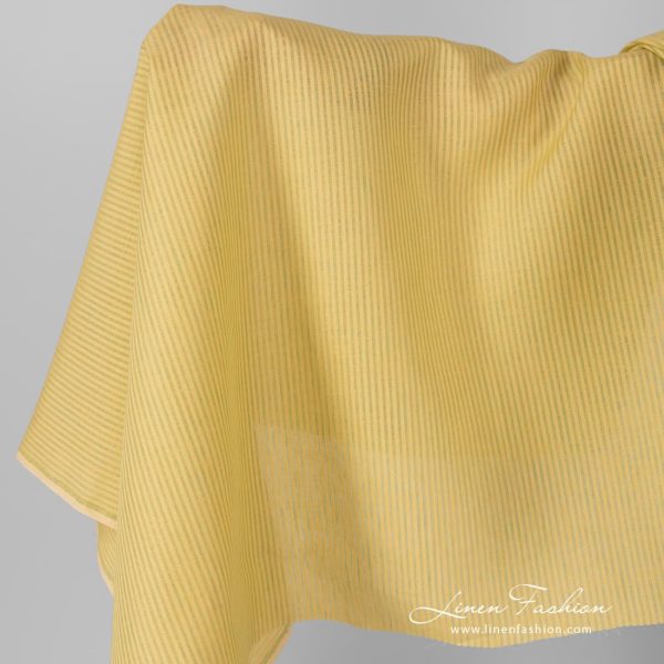 Linen fabric in yellow and light green stripes.