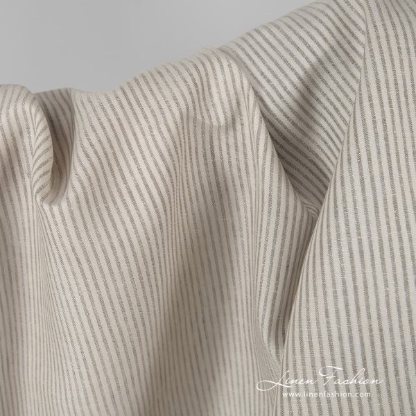 Beige linen fabric in stripes.