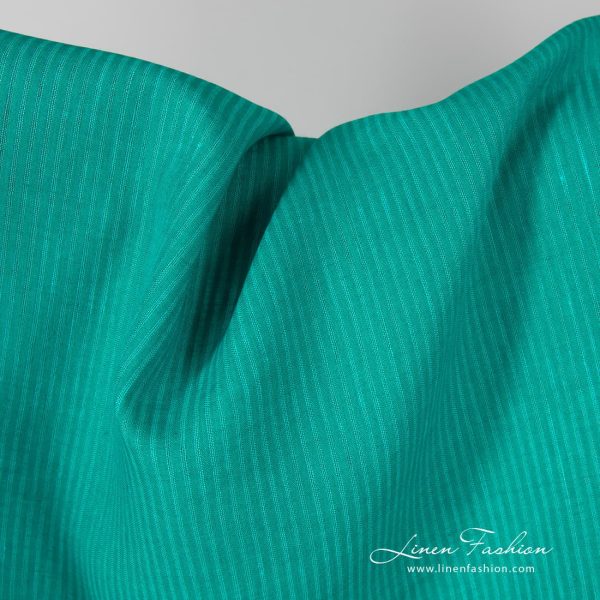 Green striped linen fabric.