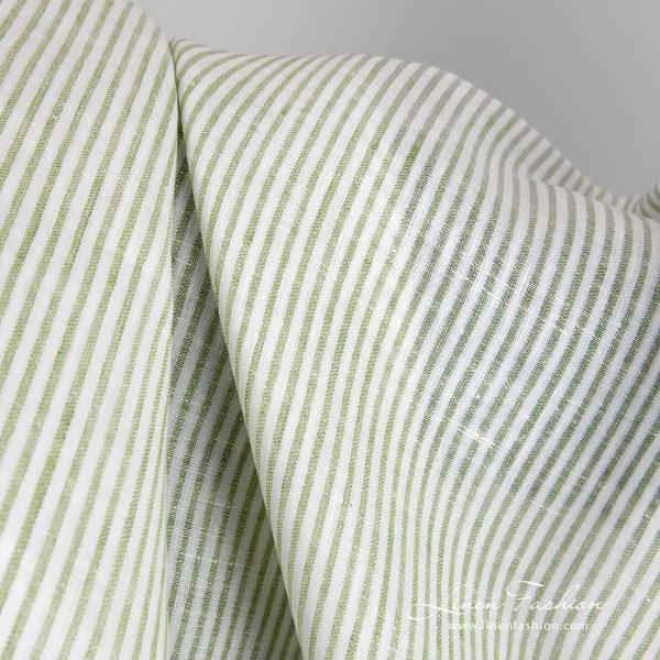 Linen fabric in lime green stripes