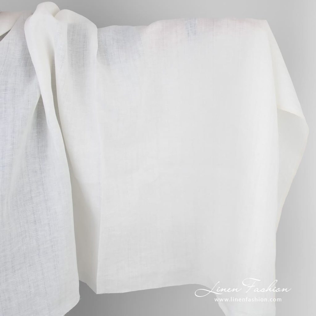 White linen fabric in vertical stripes