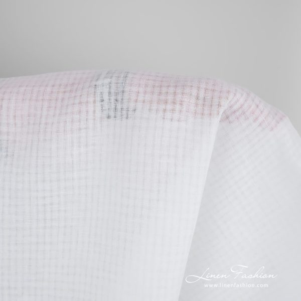 Optical white linen fabric in transparent checks, perfect for shawls, scarves, tablecloths and curtains