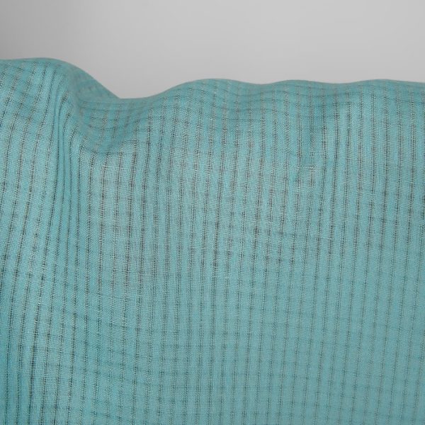 Linen fabric light turquoise transparent checks, 100% linen