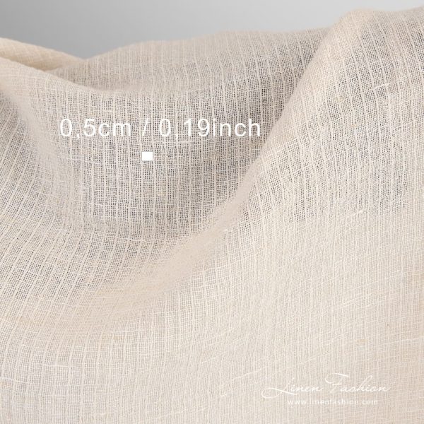 Beige linen cotton fabric, washed