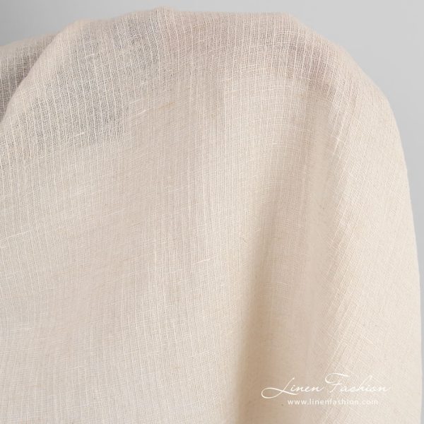 Beige linen cotton fabric, transparent