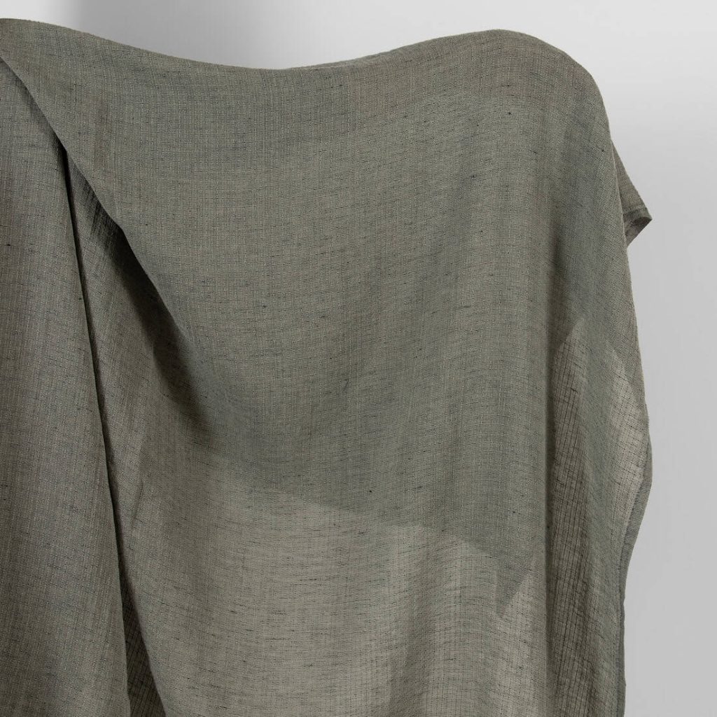 Grey linen cotton fabric in small delicate design