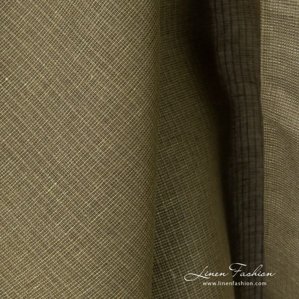 Green linen cotton fabric, transparent