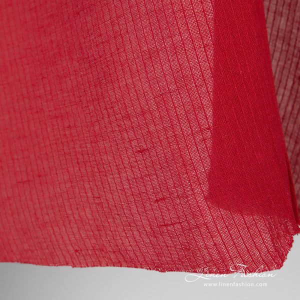 Transparent red linen cotton fabric, perfect for curtains, scarves, shawls