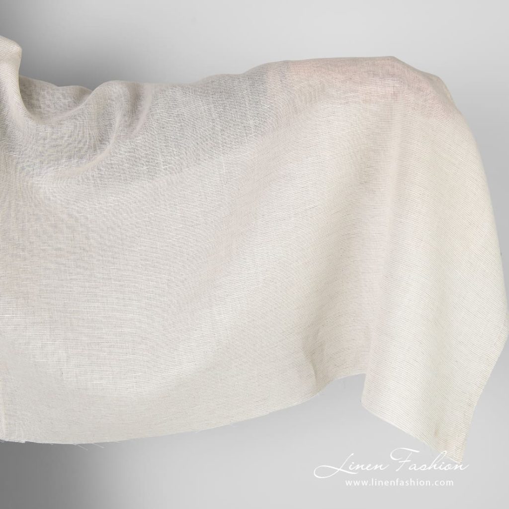 Transparent greyish white linen cotton fabric